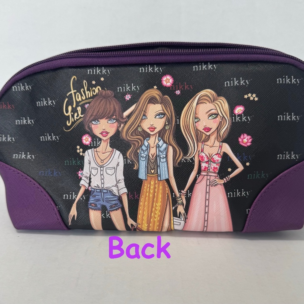 NIKKY Nicole Lee Cosmetic Makeup Bag Fashion Girl Big Eye Girls Best Friends BFF - Picture 2 of 10